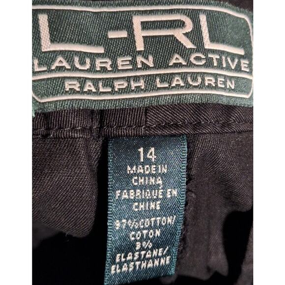 Lauren Ralph Lauren Active Women 14 Black Flat Front Stretch Cotton Inseam 8.5" - Picture 3 of 4